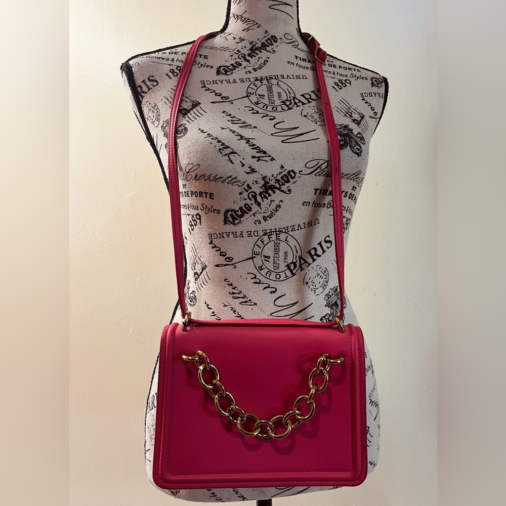 Zara Hot Pink Shoulder Bag with Gold Chain